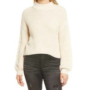 BP Nordstrom Pullover Knit Sweater Balloon Sleeve Mock Neck